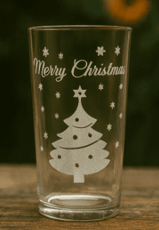 Merry Christmas Laser Engraved Glass Tom Collins Glass
