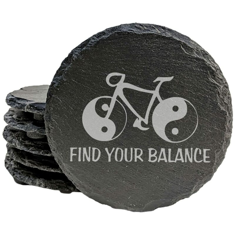 Laser Engraved Round Slate Coaster Set - Custom Image and Personalized Text