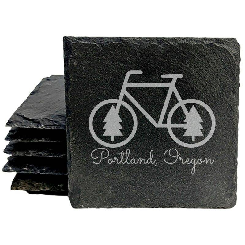 Laser Engraved Square Slate Coaster Set - Custom Image and Personalized Text - Image 2