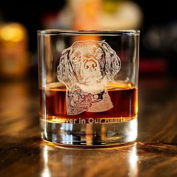 Laser Engraved Whiskey Glass - Custom Image and Personalized Text - Hidden Message on Bottom