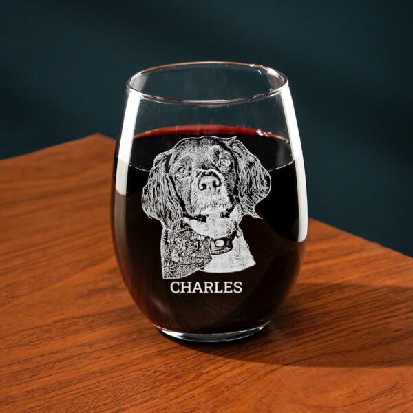 Laser Engraved Wine Glass - Custom Image and Personalized Text - Hidden Message on Bottom