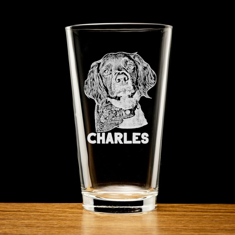 Laser Engraved Beer Glass - Custom Image and Personalized Text - Hidden Message on Bottom - Image 6