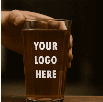 Laser Engraved Beer Glass - Custom Image and Personalized Text - Hidden Message on Bottom