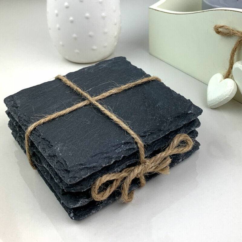 Laser Engraved Square Slate Coaster Set - Custom Image and Personalized Text - Image 5
