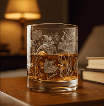 Hibiscus Plants Nature Glass Made in USA Laser Engraved Whiskey Cup