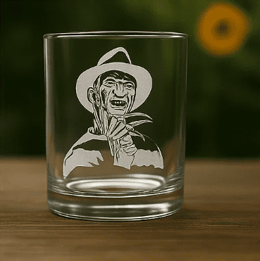 Freddy Kruger Haloween Glass Made in USA Laser Engraved Whiskey Cup