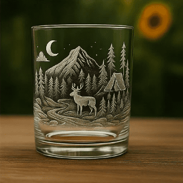 Camping in Oregon Glass Made in USA Laser Engraved Whiskey Cup