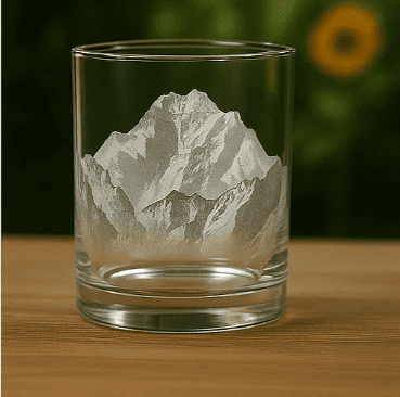 Rocky Mountains Made in USA Laser Engraved Glass Whiskey Cup