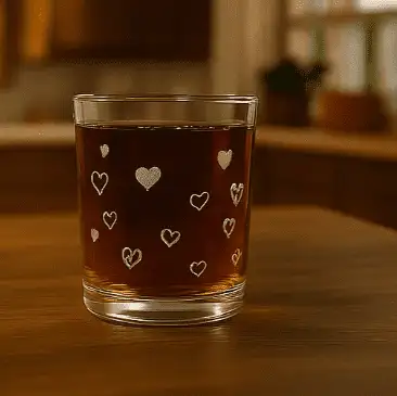 Simple Hearts Valentines Day Glass Made in USA Laser Engraved Whiskey Cup