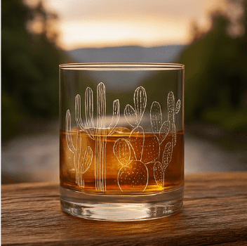 Cactus in the Desert Nature Glass Made in USA Laser Engraved Whiskey Cup