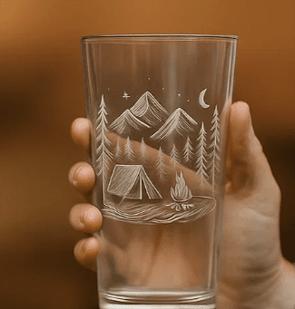 Camp Fire in Oregon Pint Glass Made in USA Hi Ball Cup