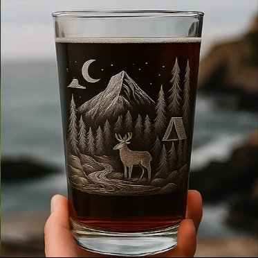 Camping in Oregon Pint Glass Made in USA Hi Ball Cup