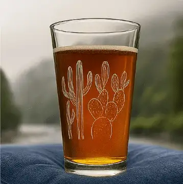 Cactus in the Oregon Desert Pint Glass Made in USA Hi Ball Cup