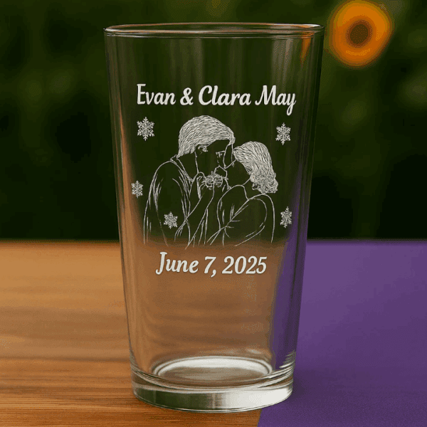 Couples Wedding Memory Pint Glass Hi Ball Cup