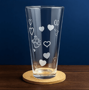 Simple Hearts Valentines Day Pint Glass High Ball Cup