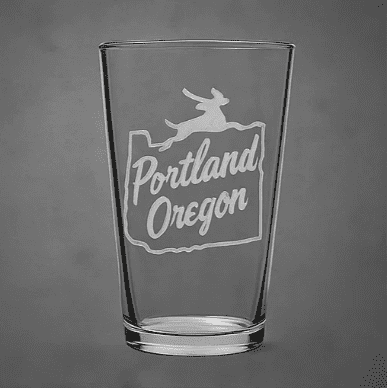 Made in Oregon Portland Sign Laser Engraved Pint Glass Hi Ball Cup