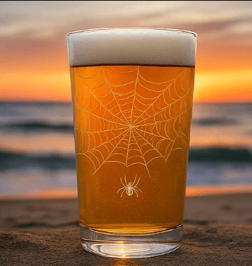 Spider in Web Halloween Pint Glass Hi Ball Cup