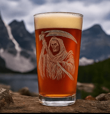 Grim Reaper Halloween Pint Beer Glass Hi Ball Cup