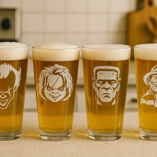 Serial Killers Horror Movie Halloween Pint Glasses Hi Ball Cups (Set of 4)